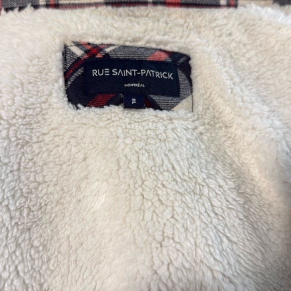 Rue- Saint Patrick Men’s Red and Blue Plaid Sherpa-Lined Shirt Jacket - Picture 6 of 7